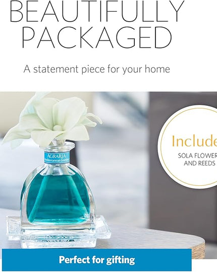 AGRARIA AirEssence Flower and Reed Diffuser Set, Handmade Sola Flower Botanical Home Fragrance Set, Scented Oil Reed Diffuser Gift for All Occasions