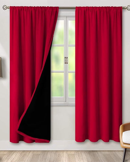 BGment Blackout Curtains for Living Room 72 Inch Long, Thermal Insulated Bedroom Curtains Rod Pocket Full Room Darkening Drapes, Each Window Curtains 2 Panels, 42 Wide, Red