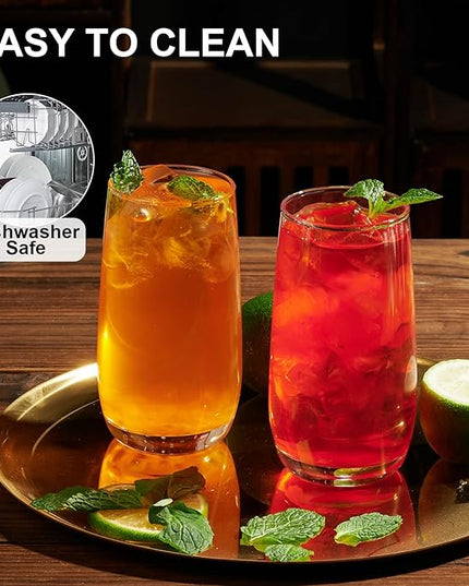 PARACITY Highball Glasses Set of 4, Drinking Glasses 12 Oz, Clear Glass Cups, Tall Tumbler Water Glasses, Glassware Set for Cocktail, Coffee, Mojitos