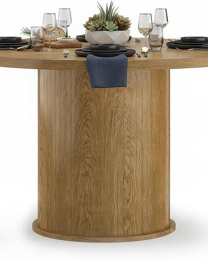 Farini 43" Round Dining Table for 4-6,Modern Kitchen Room Table with Wood Top & Sturdy Metal Base,Walnut
