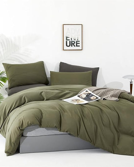 CLOTHKNOW California King Olive Green Comforter Set 3Pcs Dark Green Bedding Comforter Sets Light Green Comforter Green Comforter Sets Cal King