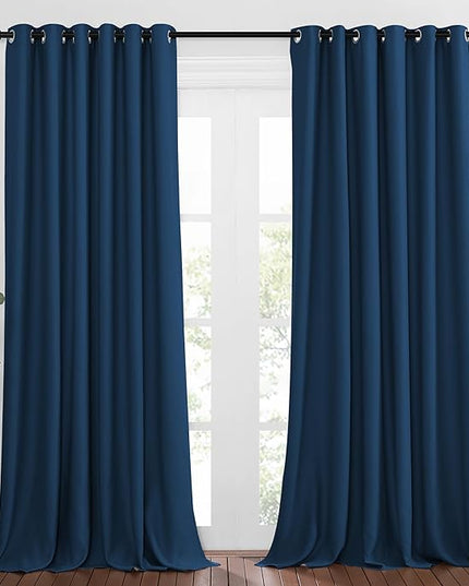 NICETOWN Blackout Curtains and Drapes for Window 95" L - Triple Weave Energy Saving Thermal Insulated Solid Grommet Blackout Panels for Patio (80" Wide per Panel, 2 Panels, Moroccan Blue)