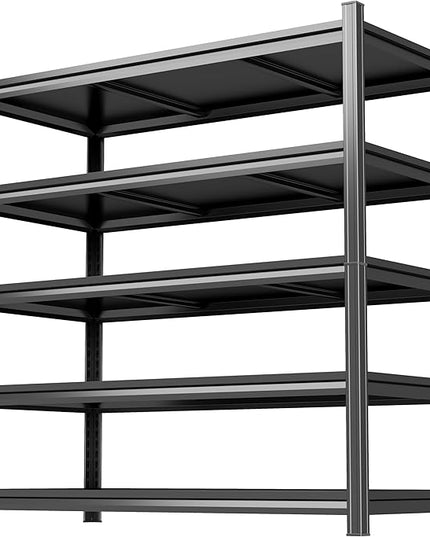 72''H Garage Storage Shelves, 5Tier Heavy-Duty Metal Shelving Unit, 40''W*14''D Adjustable, Double-Layer Column with Reinforced Ribs, Capable of Bearing 3020 lbs for Garage, Warehouse, Kitchen Storage
