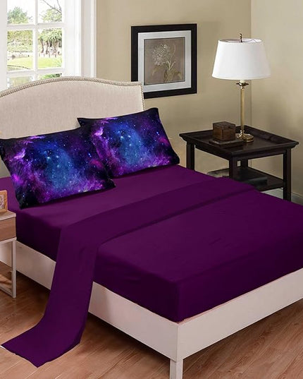 NINENINE Galaxy Comforter Sets Space Bedding 5PCS Queen Size Comforter Sets for Girls Purple Bedding Set(1Comforter, 1Flat Sheet, 1Fitted Sheet, 2Pillowcases)…