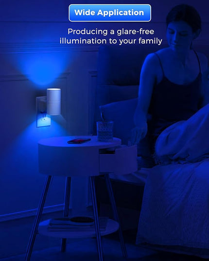L LOHAS LED Night Light, 2 Pack Bluey Night Light, Plug into Wall, Dimmable, Sensor, Calm Blue Light for Bedroom, Bathroom, Hallway