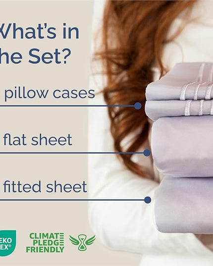 King Size 4 Piece Sheet Set - Comfy Breathable & Cooling Bed Sheets Set - Hotel Luxury Bedding for Women, Men, Kids, Teens, Boys & Girls - Deep Pockets, Soft, Wrinkle Free - Oeko-Tex - Light Lavender