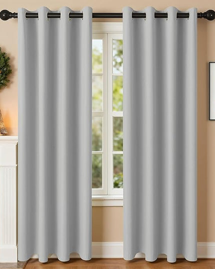 Room Darkening Curtains 84 Inch Length for Bedroom Living Room, Insulated Thermal Grommet Curtain Drapes, Blackout(60-90%,Not 100%) Window Treatment Decor, 2 Panels, 52x84, Silver Grey
