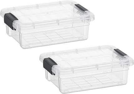 Superio Clear Storage Boxes with Lids, 1.27 Quart Plastic Container Bins for Organizing, Stackable Crates, BPA Free, Non Toxic, Odor Free, Organizers for Home, Office and Dorm, 2 Pack