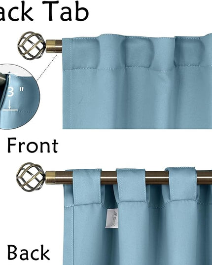 BGment 40 Inch Length Blackout Curtains for Cafe - 38 x 40 inch Short Window Curtains Rod Pocket and Back Tab Thermal Insulated Room Darkening Curtains for Kitchen Bathroom, 2 Panels, Greyish Blue