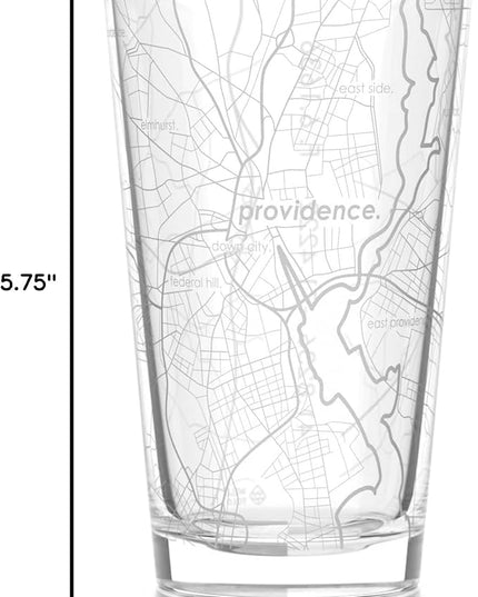 Well Told Engraved Providence Rhode Island Map Pint Glass, Etched Beer Gift (16 oz, Clear) City Map Pint, Custom City Glassware, Gifts For Beer Lovers