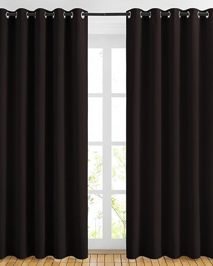 NICETOWN Blackout Curtain Panels 84 inches - Light Reducing Thermal Insulated Solid Grommet Blackout Curtains/Panels/Drapes for Living Room (Set of 2, 66 inches by 84 Inch, Toffee Brown)