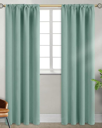 BGment Frosty Green Curtains 84 Inch Length 2 Panels Set for Bedroom - Rod Pocket and Back Tab Blackout Curtains Thermal Insulated Room Darkening Curtains for Living Room, (38 x 84 Inch)