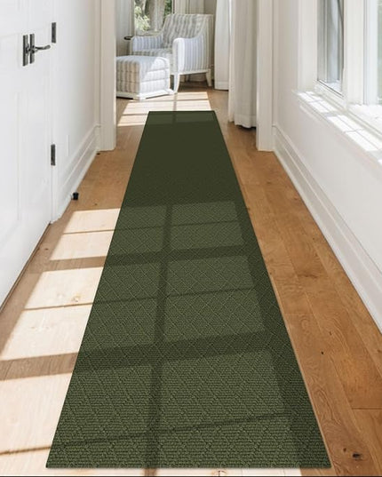 KOZYFLY Runner Rug 2x12 Ft Washable Runners for Hallways Non Slip Rubber Backed Kitchen Runners, Braided Cotton Entryway Runner Indoor, Floor Carpet for Hallway Kitchen Entryway, Dark Green
