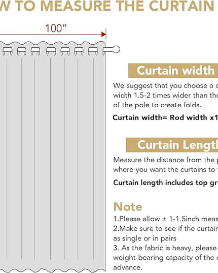 H.VERSAILTEX Room Darkening Linen Curtain for Sliding Door (100" W x 108" L) Extra Wide Burlap Textured Linen Room Divider Curtain for Living Room/Patio (9ft Tall by 8.5ft Wide, Heather Pure White)