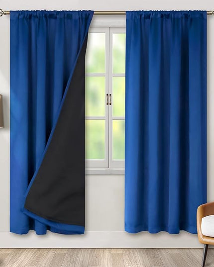 BGment 100% Blackout Curtains for Bedroom 84 Inch Length, Rod Pocket with Thermal Insulated Liner Full Room Darkening Curtains for Living Room, Each Window Curtains 2 Panels, 42 x 84 Inch, Royal Blue