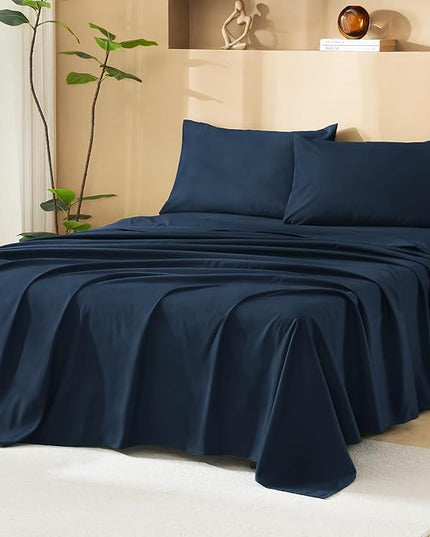 Litanika Navy Blue Queen Size Comforter Set with Sheets - 7 Pieces Bed in a Bag Queen Boho Tufted Complete Bedding Sets with Comforter, Sheets, Pillowcases & Shams