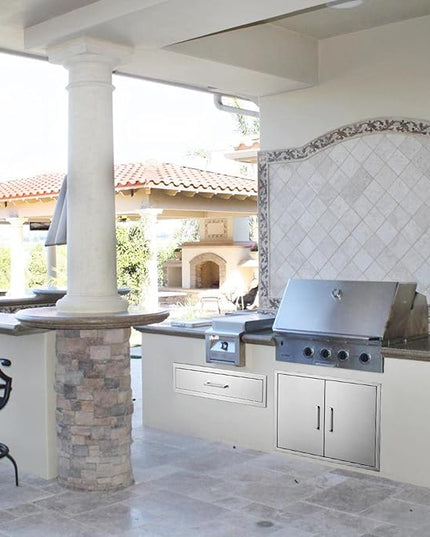 Outdoor Kitchen Single Drawer 30" Stainless Steel BBQ Single Drawer -30" W x 6.5" H x 23" D Enclosed Built-in Drawer Flush Mount for Outdoor Kitchens & BBQ Islands