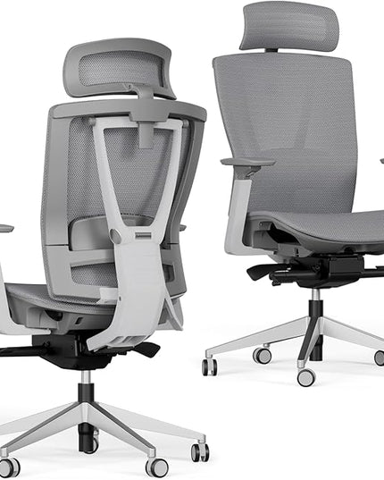 Autonomous ErgoChair Pro Ergonomic Office Chair Mesh Grey Adjustable Lumbar Support, Rolling Swivel - Home Office Desk Chairs with Wheels and Arms - Ergonomic Desk Chair Comfy for Gaming & Long Hours