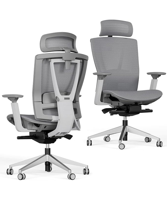 Autonomous ErgoChair Pro Ergonomic Office Chair Mesh Grey Adjustable Lumbar Support, Rolling Swivel - Home Office Desk Chairs with Wheels and Arms - Ergonomic Desk Chair Comfy for Gaming & Long Hours