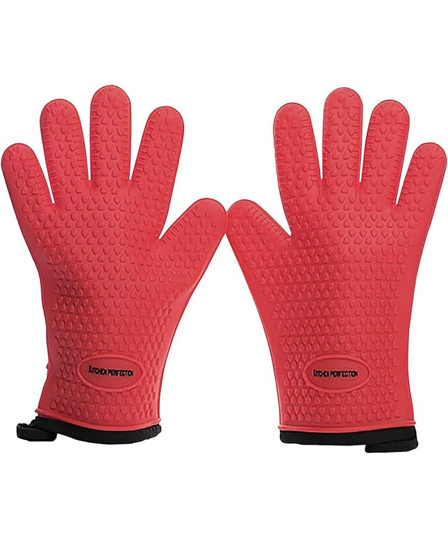 KITCHEN PERFECTION S Silicone Smoker Oven Gloves -Extreme Heat Resistant BBQ Gloves -Handle Hot Food Right on Your Grill Fryer Pit|Waterproof Oven Mitts |Superior Value Set+3 Bonuses