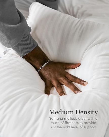 eLuxurySupply 2-Pack Premium Bed Pillows - Medium Density and Medium Loft Ideal for Back and Side Sleepers - 100% Cotton Casing - 20"X36" King Size