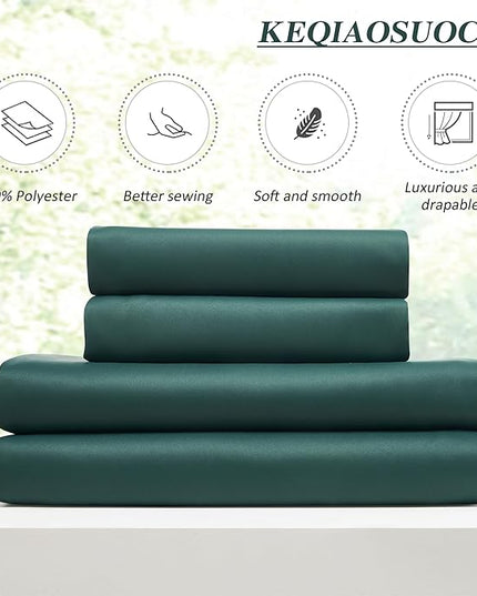 KEQIAOSUOCAI 92 Inch Dark Green Pinch Pleated Blackout Curtains for Living Room - Summer Decor Thermal Insulated Christmas Green Track Curtain with Hooks，40 x 92 Inches Long-2 Panels Set