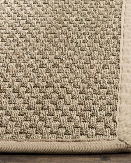 SAFAVIEH Area Rug 2x3 - Natural Fiber Collection - Natural & Beige, Seagrass, Basketweave Pattern with Border (NF114A)