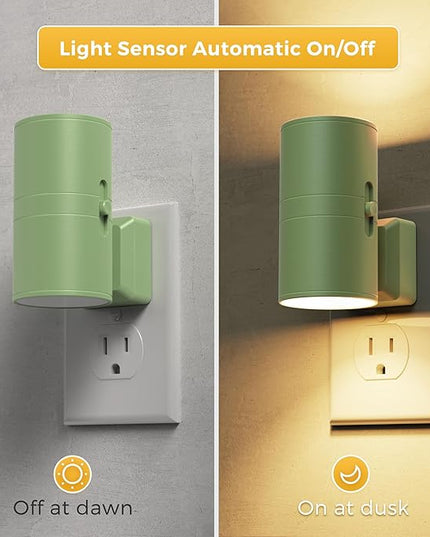 L LOHAS LED Night Light, Modern Night Lights Plug into Wall, 2 Pack Dusk to Dawn Sensor Nightlights, 3000K 0-100LM Adjustable Brightness, Dimmable Night Lights for Hallway Bedroom Stairway