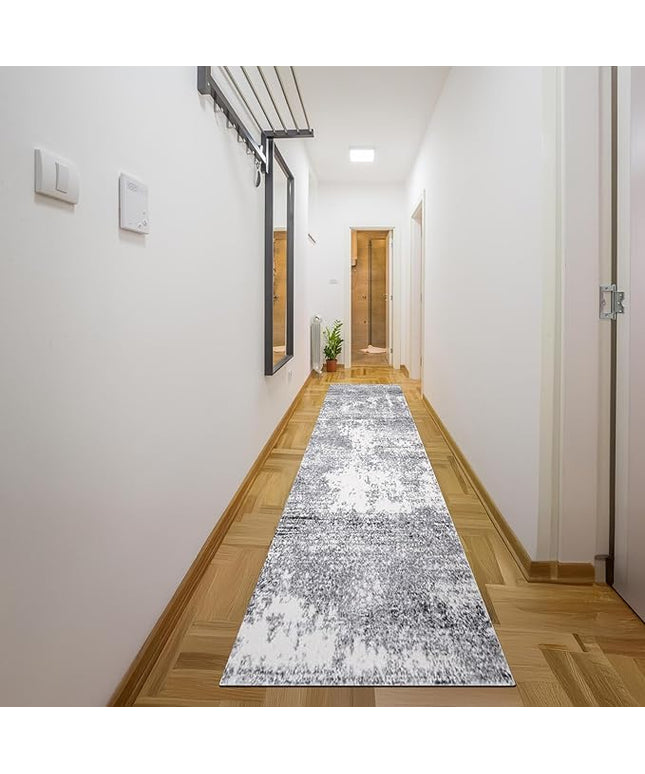 Keen Home Design Area Rugs - 2x20 Non-Shedding, Abstract Rugs for Kitchen, Living Room, Bedroom, Dining Room, Entryway - Size: 2'8" x 20', Abstract Cream/Grey