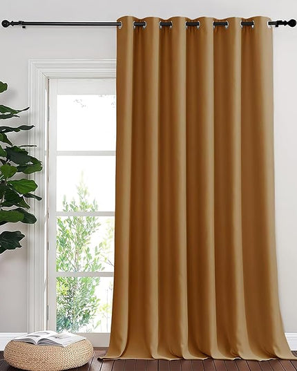 NICETOWN Blackout Curtains & Drapes - Privacy Thermal Efficiency Backdrop Curtains for Bedroom Room Divider Living Room Patio Sliding Glass Door, Wide 80 x Long 144 inch, Gold Brown, 1 Panel
