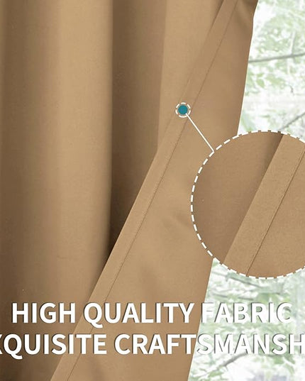 BGment Blackout Curtains for Living Room - Grommet Thermal Insulated Room Darkening Curtains for Bedroom, 2 Panels of 52 x 63 Inch, Khaki