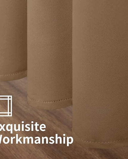 YoungsTex Taupe Blackout Curtains 90 Inches Length for Living Room - Thermal Insulated Drapes with Grommet Room Darkening Privacy Extra Long for Dining Bedroom, 2 Panels, 52 x 90 Inch