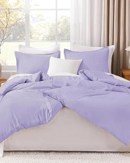 Litanika Lavender Comforter California King Size, 3 Pieces Cal King Lightweight Solid Bedding Comforter Set, All Season Fluffy Bed Set (104x96In Comforter & 2 Pillowcases)