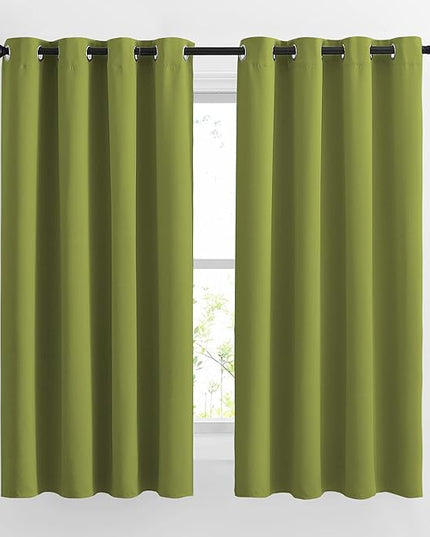 NICETOWN Fresh Green Curtain Panels for Living Room - Window Treatment Thermal Insulated Solid Grommet Vertical Drapes Window Treatments for Bedroom (Fresh Green, Set of 2, 46 by 63 Inch)