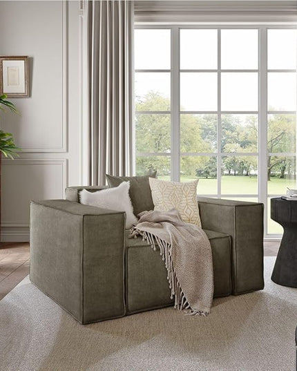 POVISON 52" Modular Sectional Sofa for Living Room Modern Large Sectional Couches Velvet Accent Chair Oversized Deep Seat Sofa Set Big Comfy Cloud Couch for House Office
