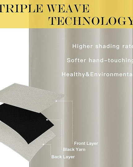 NICETOWN Blackout Curtain for Living Room, Thermal Insulated Solid Grommet Sound Reducing Energy Saving Window Treatment for Bedroom/Dining Room, Natural, 1 Panel, W52 x L90