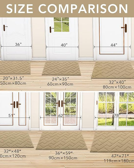 hicorfe Front Door Mat Outside Entrance,24"x35" Absorbent Muddy Dirt Resist Welcome Door Mats Outdoor Indoor,Stain and Fade Resistant,Non Slip Backing Entry Mat Doormat for Entryway (Beige)