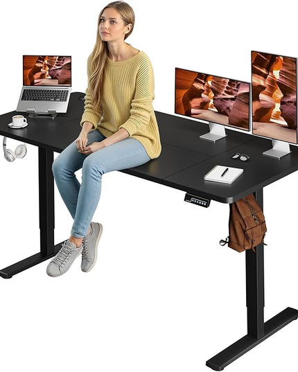 Adjustable Stand Up Desk, Large 71x31 Inches Height Adjustable Standing Desk with Cable Management, Home Office Computer Desk with Memory Preset & Charging USB Port & Sedentary Reminder