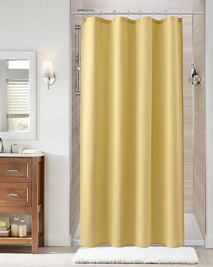 Naturoom Yellow 48 Inch Shower Curtain - Stall Narrow Half Linen Ultra Thick Fabric Shower Curtain Set with Hooks, Boho Farmhouse Rustic RV Camper Bath Curtains for Bathroom, 48x72