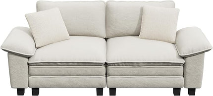 87" Cloud Modular Sectional Loveseat, 2-Seater w/Deep Seat & Removable Arms, Plush Chenille for Small Living Room & Apartment - Beige