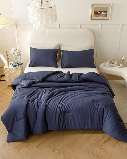 ROSGONIA California King Comforter Set Navy Blue,3pcs(1 Boho Cal King Comforter & 2 Pillowcases) All Season Bedding Soft Bedspread Blanket Quilt
