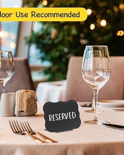 PigPotParty 18 Pcs Food Labels for Party Buffet w/Cleaning Spray, 4"x3" Mini Chalkboard Signs Include 2 Liquid Chalk Markers for Food Display - Food Tags- Table Palce Card (Waved Shape)