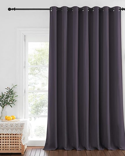 NICETOWN Privacy Room Divider Curtain Thermal Blackout Curtain for Patio Door, Living Room, Bedroom Partition and Shared Office Space, 1 Grommet Panel, Greyish Purple, 100 inch x 108 inch Long