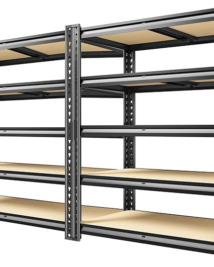 60.1" H Garage Storage Shelves 1990LBS Storage Shelves, 5 Tier Adjustable Metal Shelving, Garage Shelving for Storage, Basement, Warehouse, Pantry, Kitchen, 27.5" W x 11.9" D x 60.1" H, Black, 2 Pack