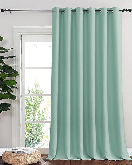 NICETOWN Room Divider Curtain 132 Inches Long, Wide Blackout Sliding Door Curtain for Bedroom, Room Darkening Privacy Window Curtain for Patio Door (1 Panel Set, Aqua Blue, 80 x 132 Inch)