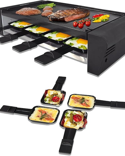 TAMARIT Raclette 3-in-1 Electric Grill - Portable, Korean BBQ Indoor with 8 Paddles, Dishwasher Safe Reversible Non-stick Grill