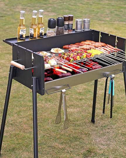 DYRABREST Barbecue Charcoal Grill 28" Large Folding Portable BBQ Grills Stainless Steel Outdoor Cooking Barbecue Grill Tool Kits Yakitori Grill for 8 People Patio Backyard Garden Camping Hiking