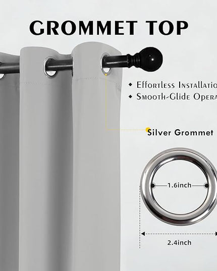 Room Darkening Curtains 84 Inch Length for Bedroom Living Room, Insulated Thermal Grommet Curtain Drapes, Blackout(60-90%,Not 100%) Window Treatment Decor, 2 Panels, 52x84, Silver Grey