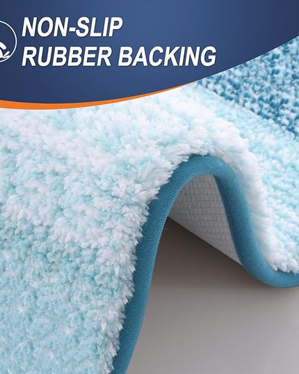 OLANLY Bathroom Rug Set 2 Piece, Soft Absorbent Microfiber Bath Rug Set, Non-Slip, Machine Wash Dry, Plush Shaggy Bath Mats for Bathroom (30"x20"+24"x16", Peacock Blue)