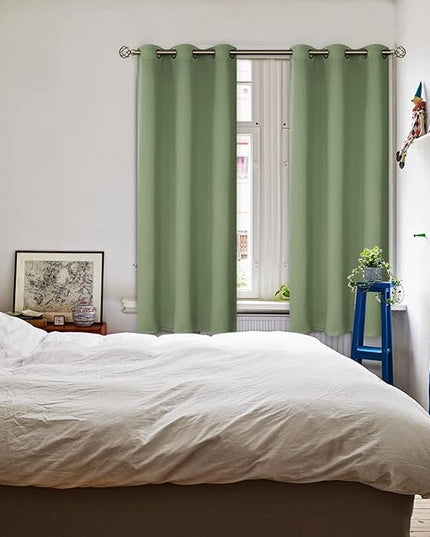 BGment Room Darkening Curtains 72 Inches Long - Grommet Thermal Insulated Drapes Window Treatment Curtains for Bedroom, 2 Panels, 42 x 72 Inch, Grass Green